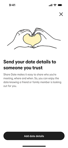 Send your date details screen